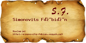 Simonovits Fábián névjegykártya